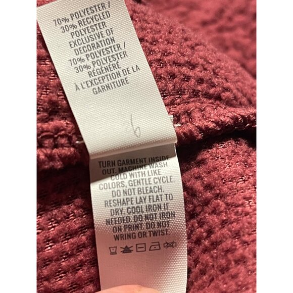 Aerie Womens Sherpa Quarter Zip Pullover Size Small Red Pink Cozy Fleece - Picture 5 of 8